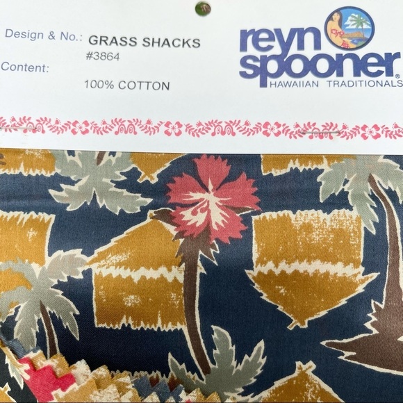 Vintage Reyn Spooner Grass Shacks Hawaiian 3 Fabric Swatch Sample Craft Sewing - Picture 7 of 8